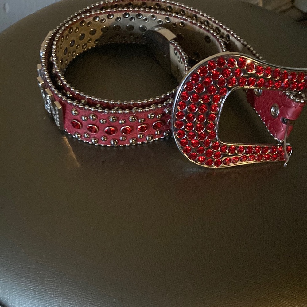 Rawyalty rhinestone designer red  belt